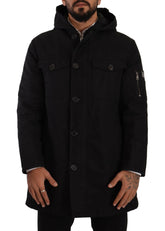 Dolce & Gabbana Black Denim Hooded Parka Coat Winter Jacket -   -  Dolce & Gabbana.